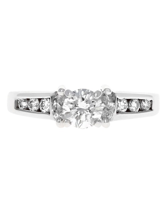 Round and Marquise Diamond Engagaement Ring